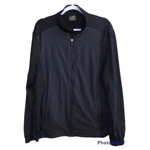 New AHEAD Golf Navy Blue Full Zip‎ Rain Jacket Brushed Fleece Lined Sz M
